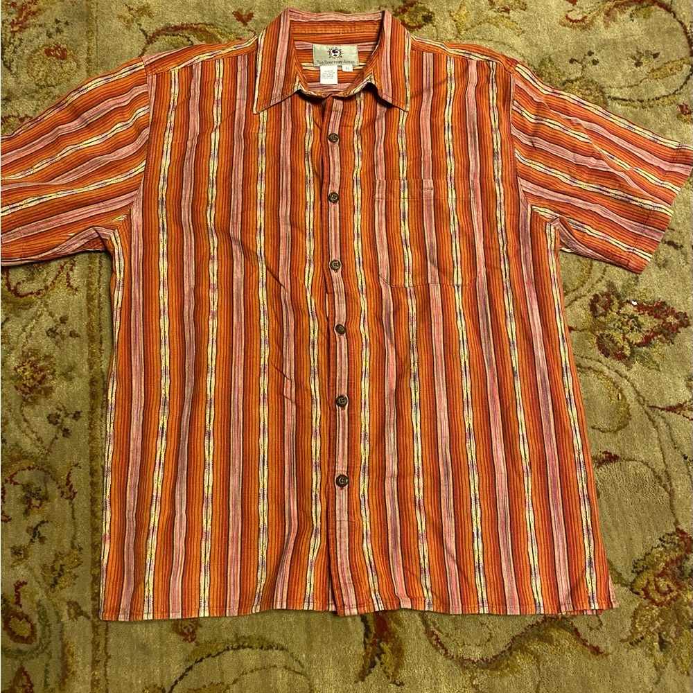 The Territory Ahead Button Up Short Sleeve Shirt Textured XL 100% Cotton #88748